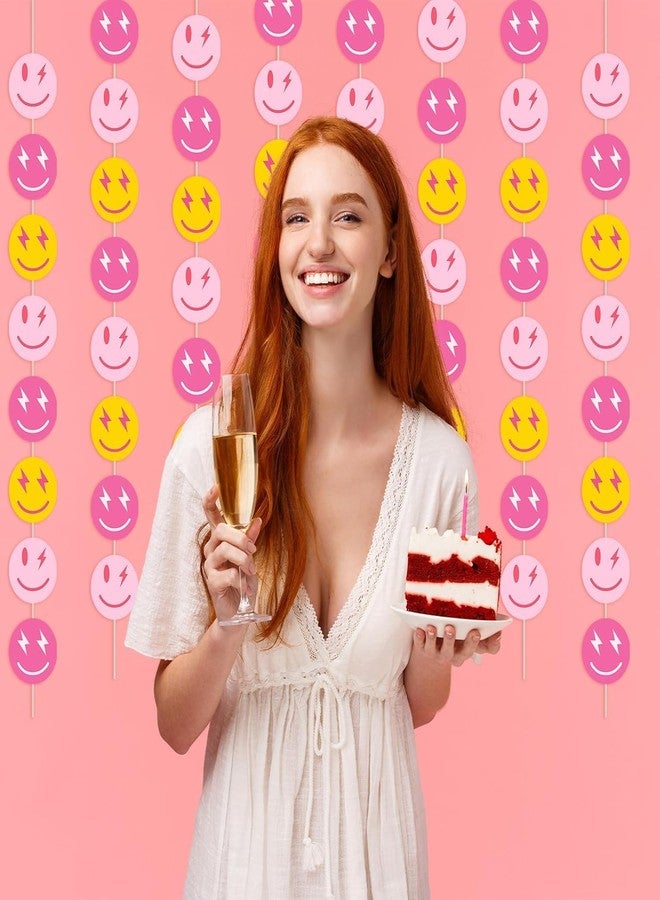Incrizma 8 Pcs Preppy Hot Pink Birthday Party Decorations Happy Face Banner Preppy Party Decorations Smile Face Hanging Banners for Bachelorette Birthday Preppy Party Supplies - Image 5